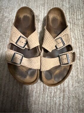 Birkenstock Beige Perforated Double-Strap Sandals